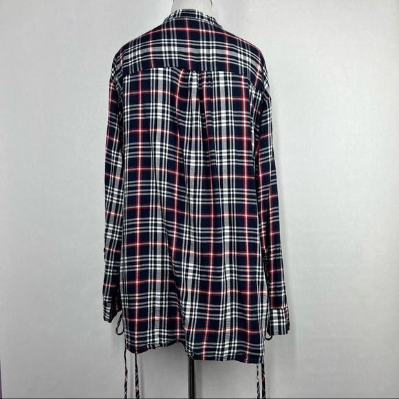 Zara Plaid Button Down Blue Red Size Small Women’s Long Sleeve Shirt - Picture 6 of 7